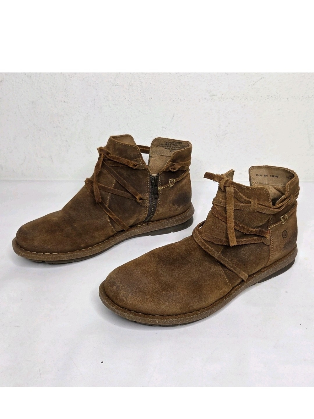Born Boots Womens 8.5 Tarkiln Ankle Booties Brown Distressed Leather Boho Rustic